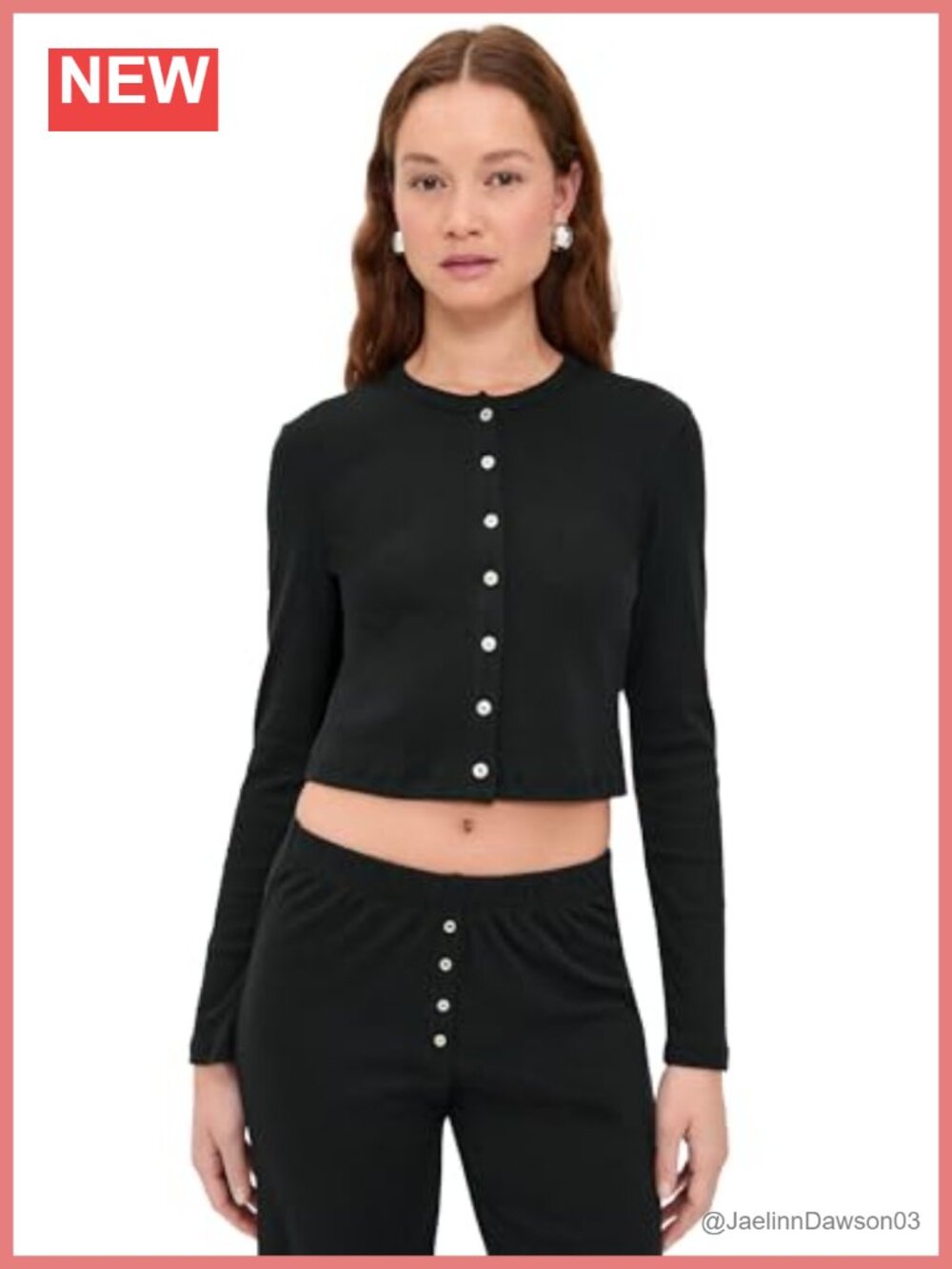 Leset Nando Lightweight Stretch Jersey Cardigan Button Crew Neck Long Sleeve